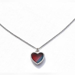 COACH SILVER TONE PATRIOTIC HEART NECKLACE RED, WHITE AND BLUE